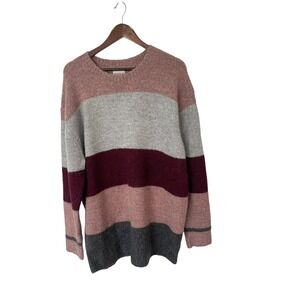 Silverflint Women's L/S Multi Striped Pullover Wool Blend Tunic Sweater L